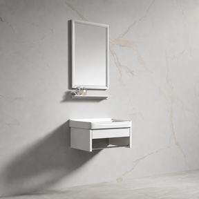 Wahkit Bathroom Vanity & Cabinets Wahkit White Floating Compact PVC Bathroom Vanity with Mirror 430mm - K-9908