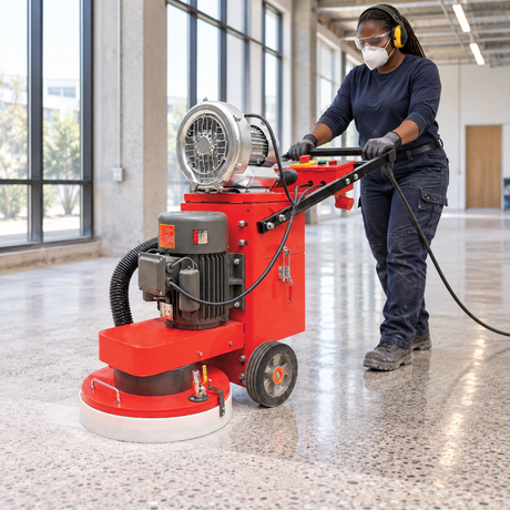 NRG Three-Phase Concrete Floor Grinder 4kW with Built-In Vacuum - DC-400