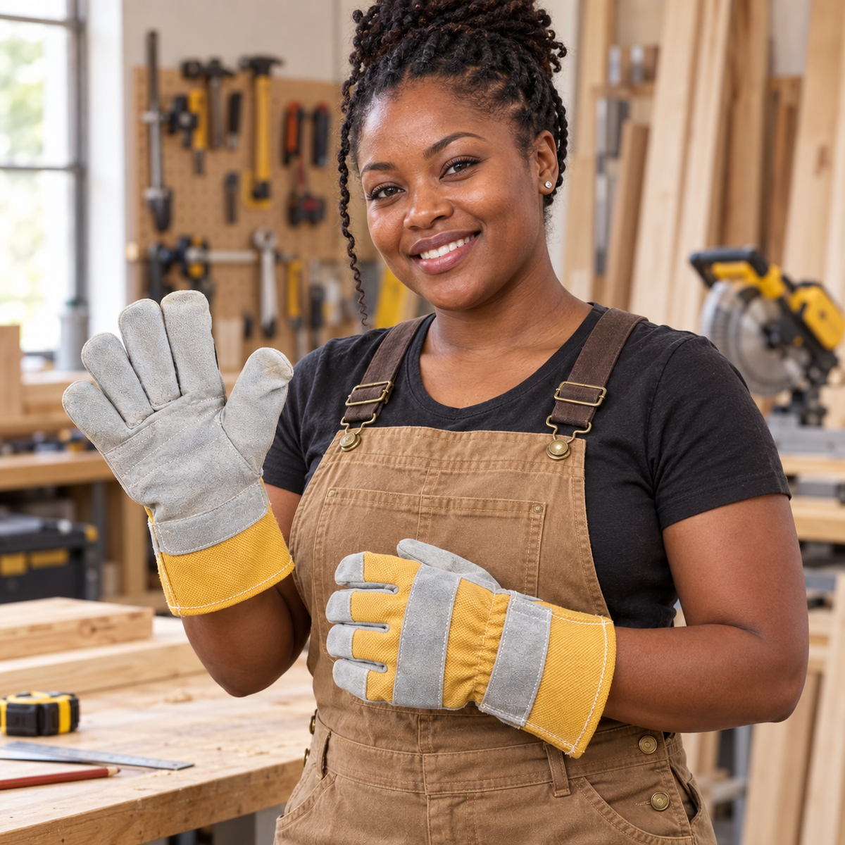 Tera 10.5" Orange & Grey Leather Work Gloves - TERA-WCG-10.5