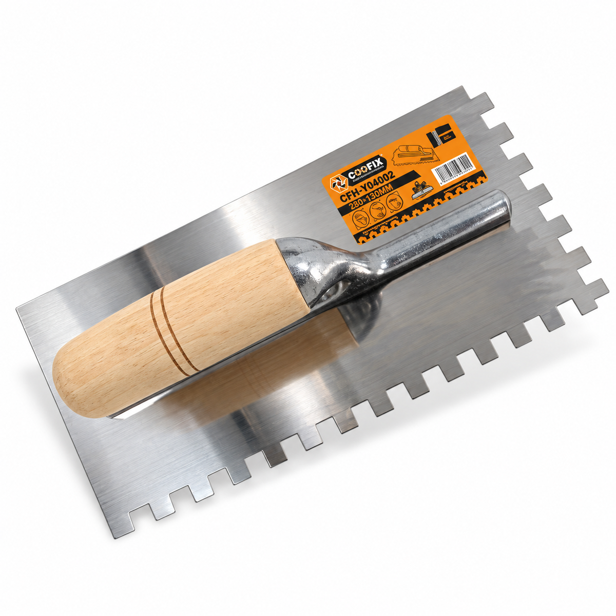 Coofix Carbon-Steel Trowel with Teeth & Birch-Wooden Handle 280x130mm - 27947