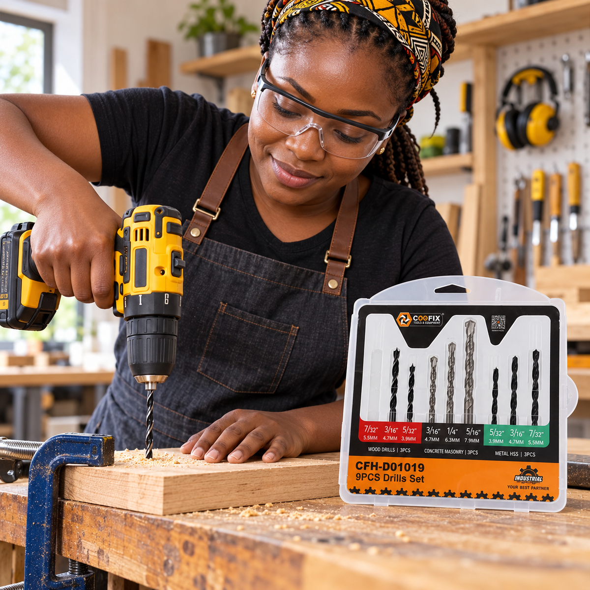 Coofix 9-Piece Wood, Masonry & Twist Drill Bit Set - 28036