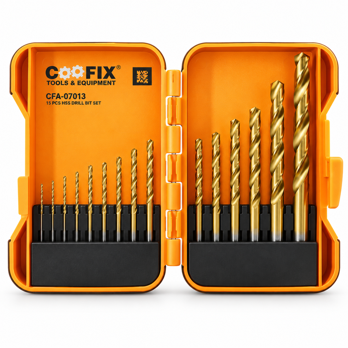 Coofix 15-Piece Titanium-Plated HSS Drill Bit Set - 28991