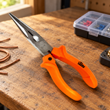 Tera Long-Nose Pliers with Orange Comfort Grip Handles | 6" & 8"