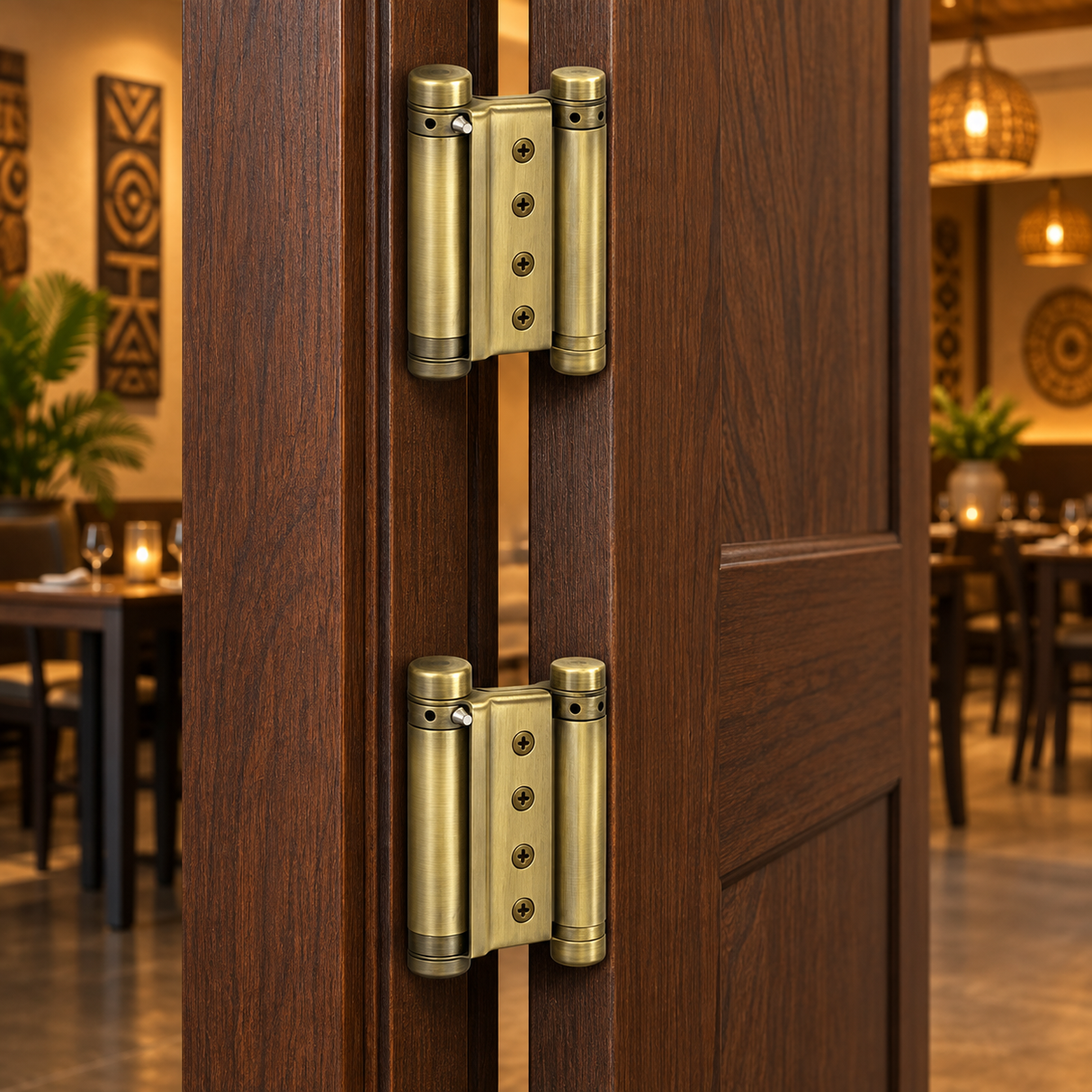 Tera Bronze-Finish Double-Action Spring Hinges | 3", 4" & 5"