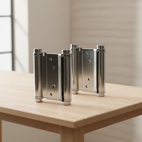 Tera Silver-Finish Double-Action Spring Hinges | 3", 4" & 5"