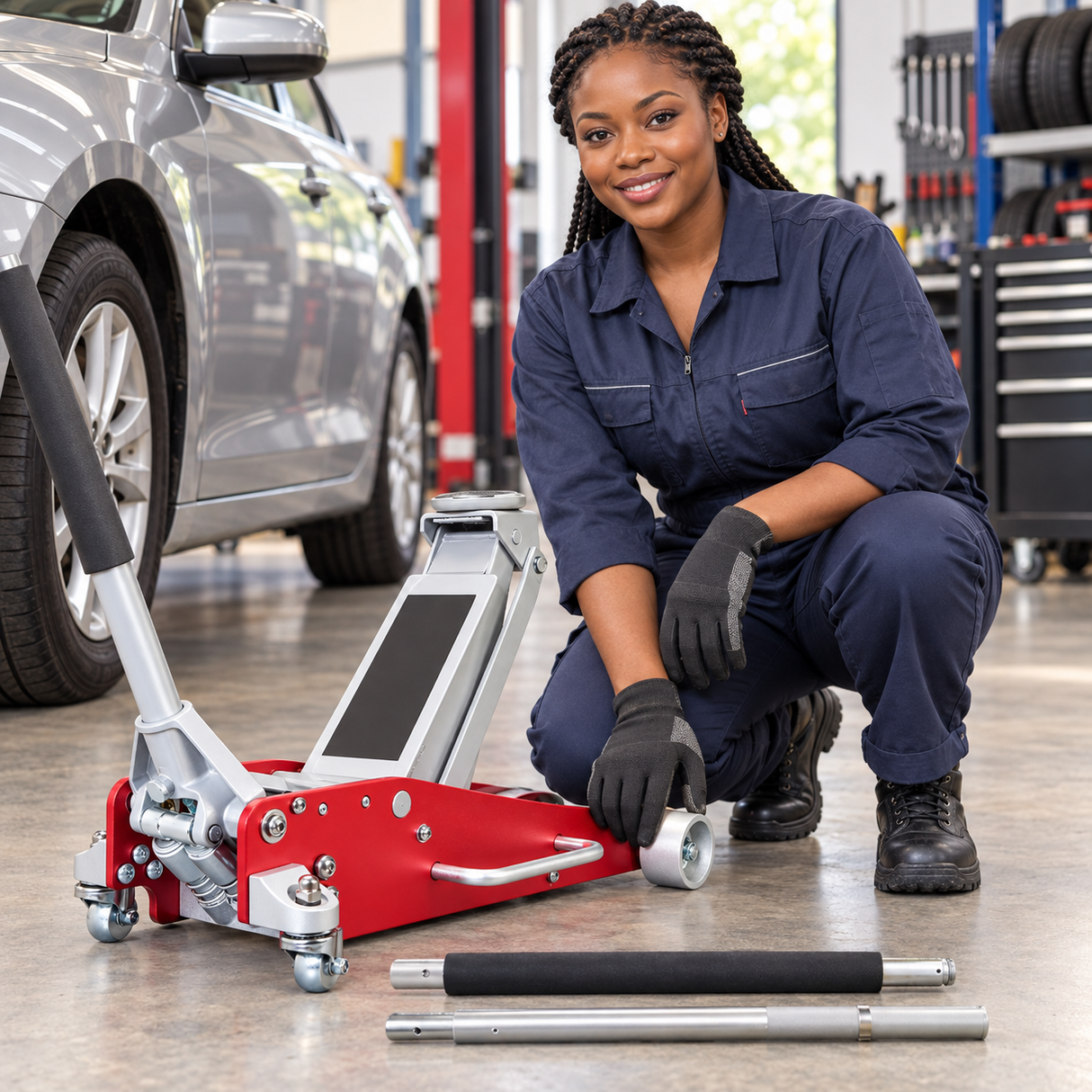 Tera 3-Ton Aluminium & Steel Low-Profile Trolley Jack - H160504