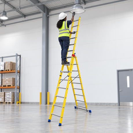 Wadfow 3 x 9 Three-Section Fibreglass Extension Ladder 150kg - WLD2939