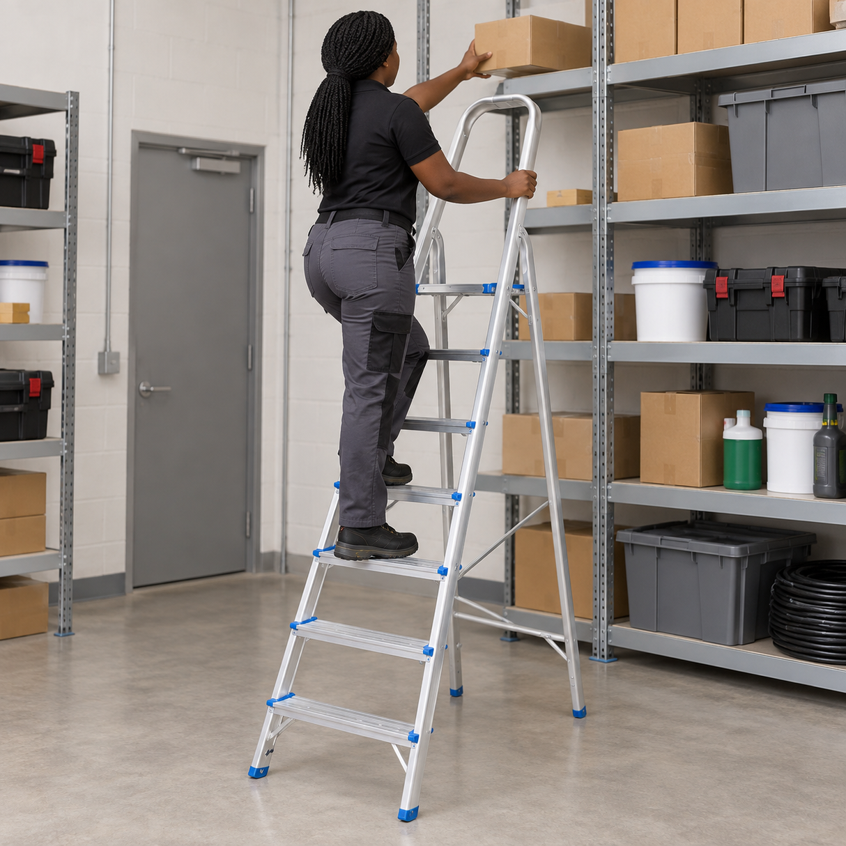Tera LJG30 Series Single-Sided Aluminium Platform Step Ladder | 5-9 Steps