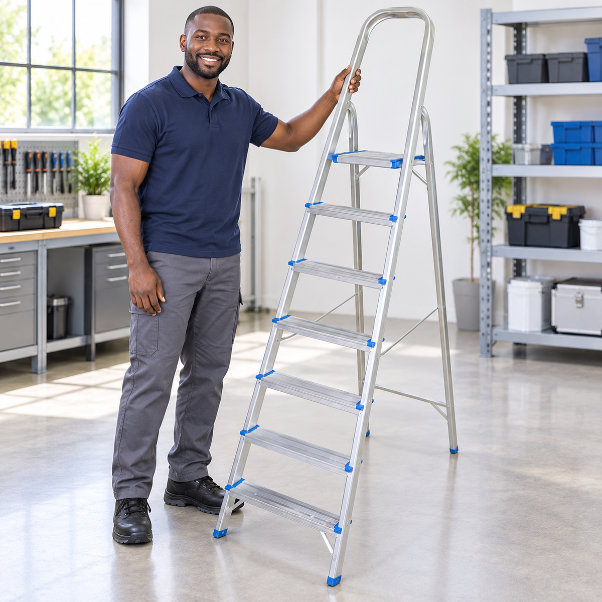 Tera LJG30 Series Single-Sided Aluminium Platform Step Ladder | 5-9 Steps