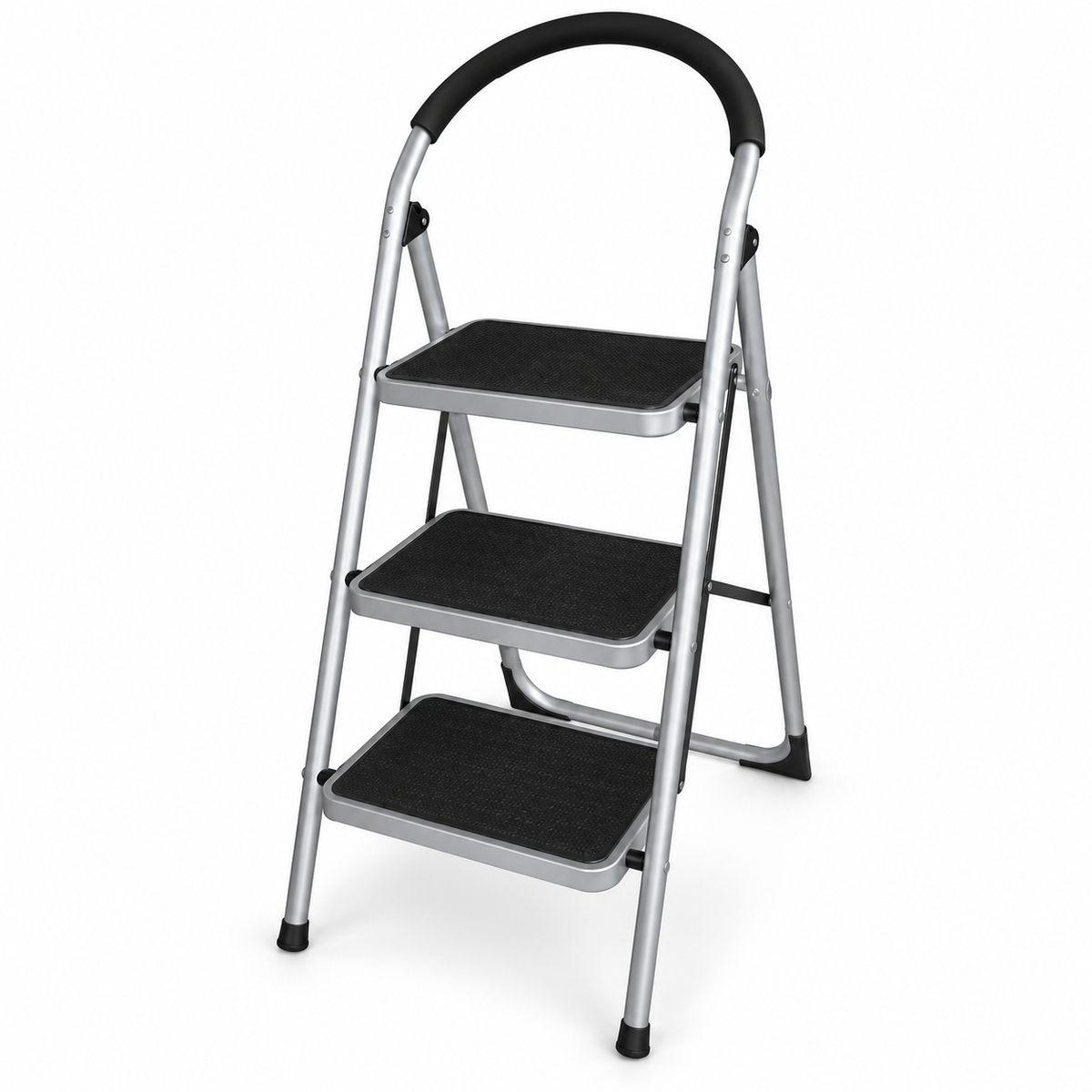 Tera Black LY6 Series Steel Folding Step Ladder with Safety Handrail | 2-4 Steps