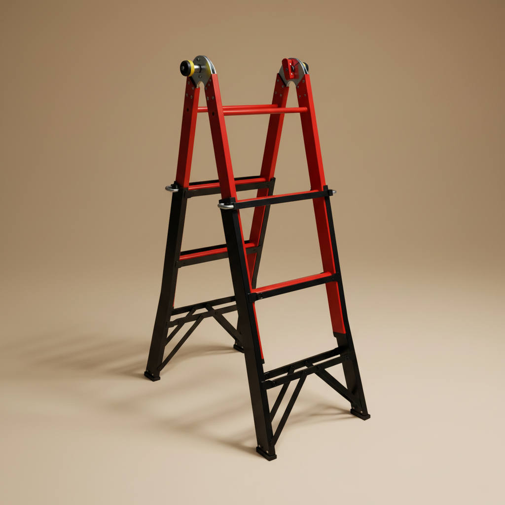 Tera 4+3 Multipurpose Steel Folding Ladder with Work Platform - HB4X3