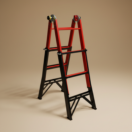 Tera 4+3 Multipurpose Steel Folding Ladder with Work Platform - HB4X3