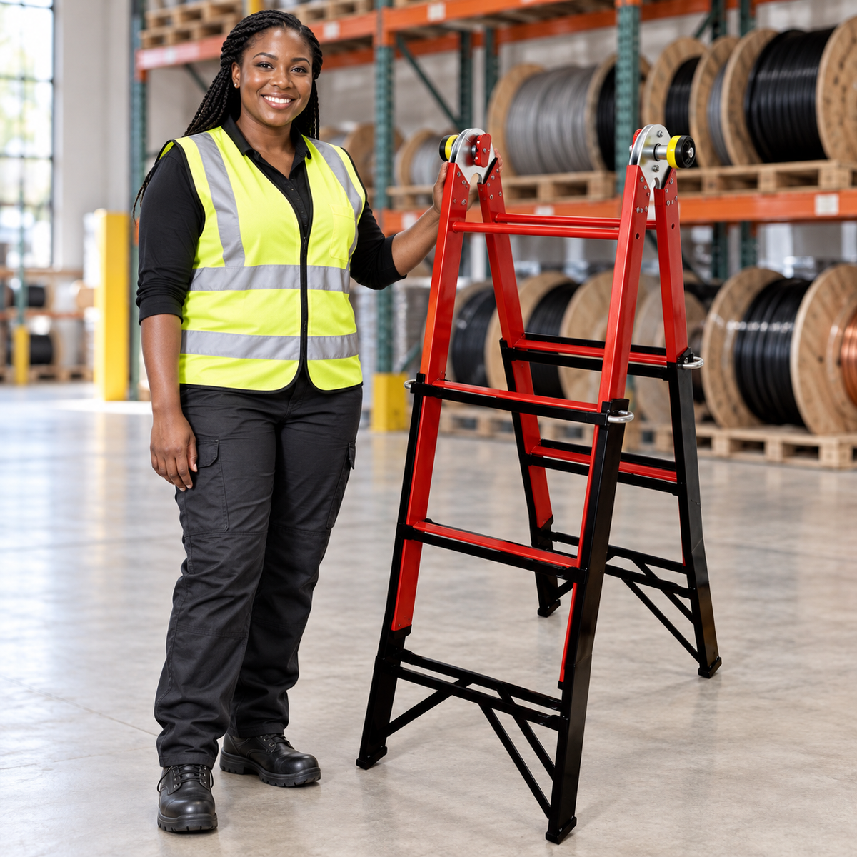 Tera 4+3 Multipurpose Steel Folding Ladder with Work Platform - HB4X3