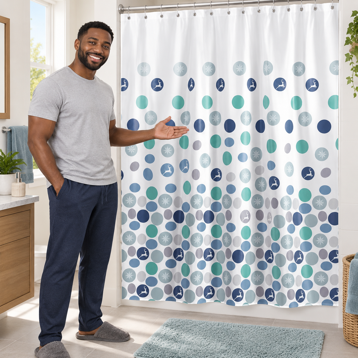 Tera Waterproof Shower Curtain 1.8 x 1.8m - BR-CURTAIN
