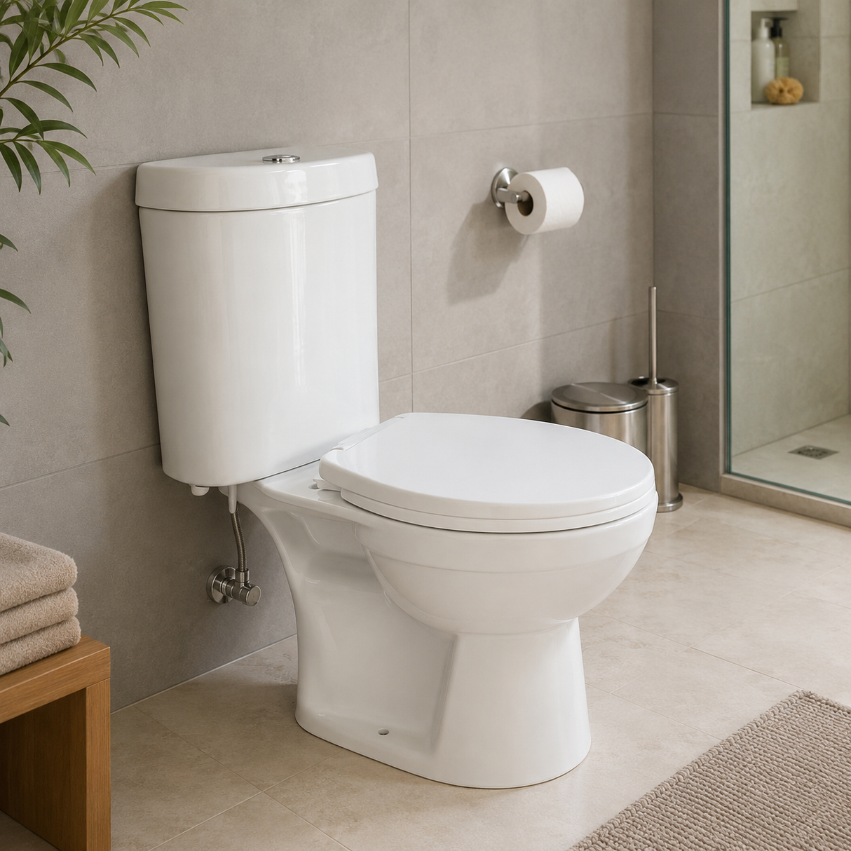 Wahkit Ceramic Standard Two-Piece Water Closet with Round Bowl, Cylindrical Tank & Floor Outlet 642mm - 2005S