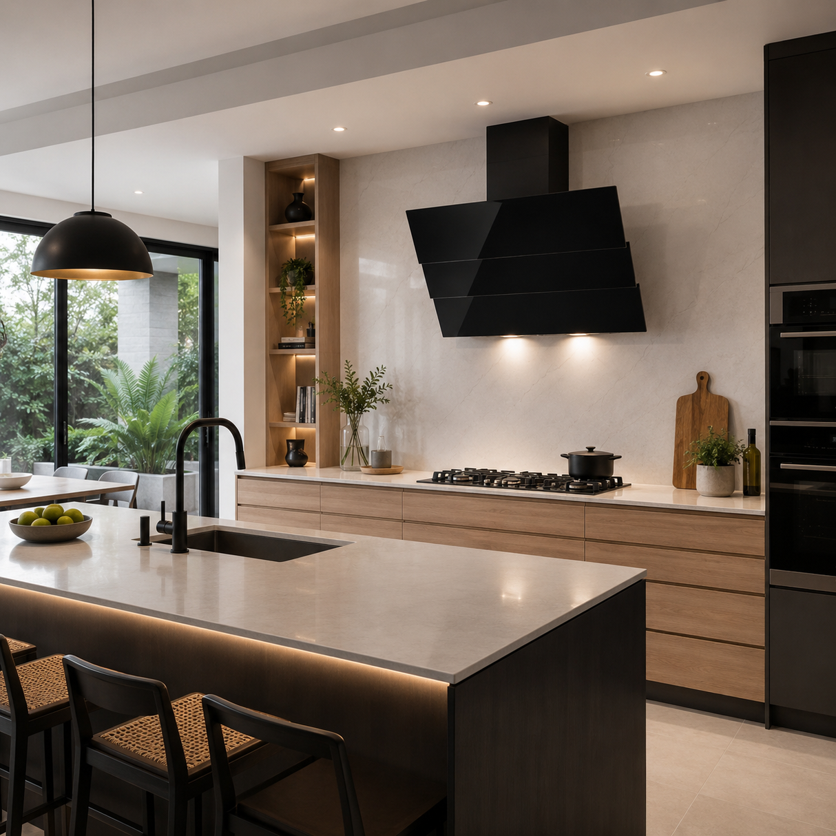 Luxell 60cm Triple Black Glass Cooker Hood with 650m³/h Extraction & Touch Control - DA6-855