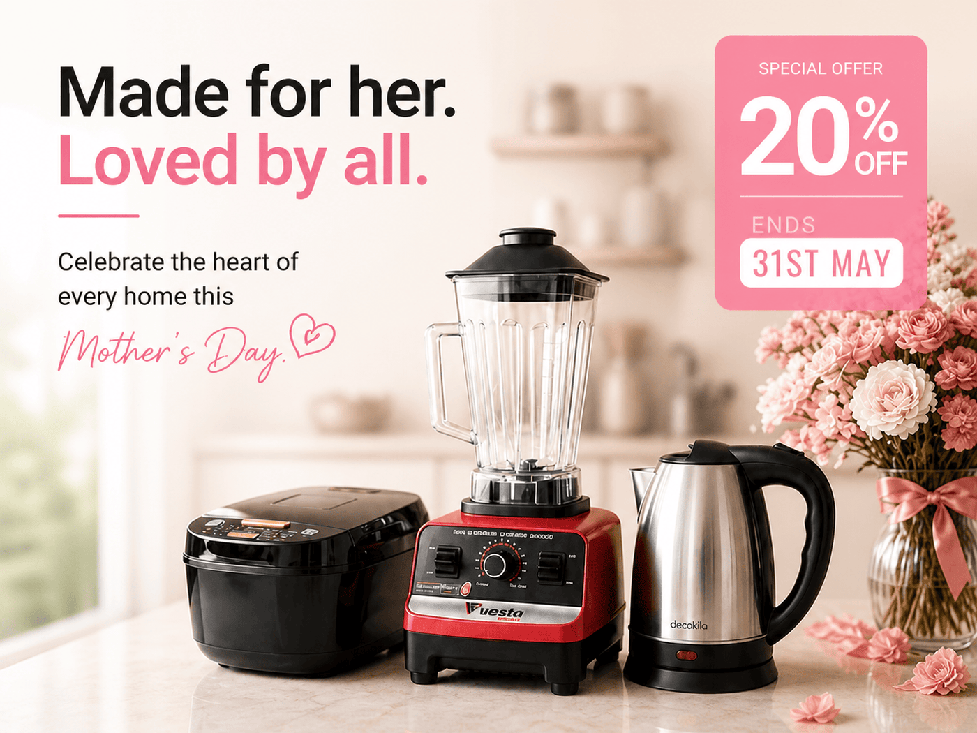 Simply Better Kitchen for Her - Blender + Electric Kettle + Rice Cooker