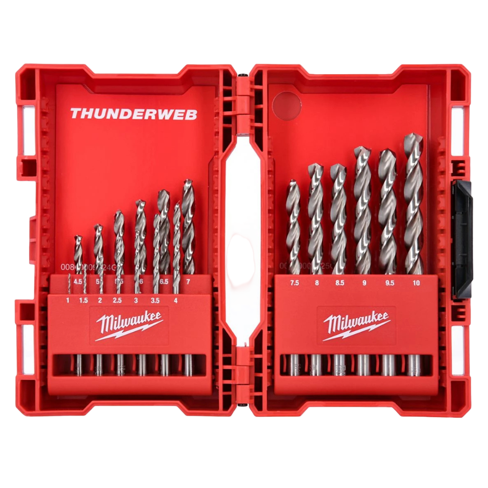 Milwaukee 19 Pieces 1-10mm Thunderweb HSS-G Ground Metal Drill Set - 4932352374