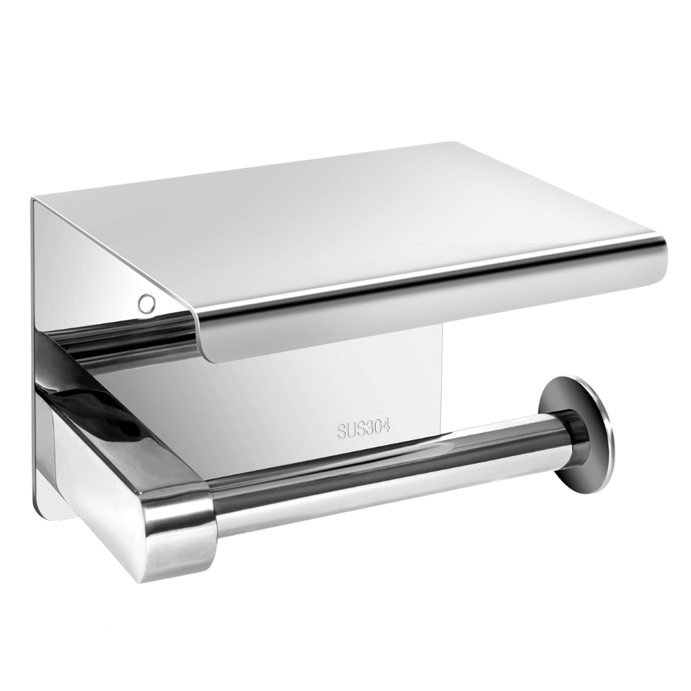 Stainless Steel Wall Mounted Toilet Paper Roll Holder with Mobile Phone Shelf