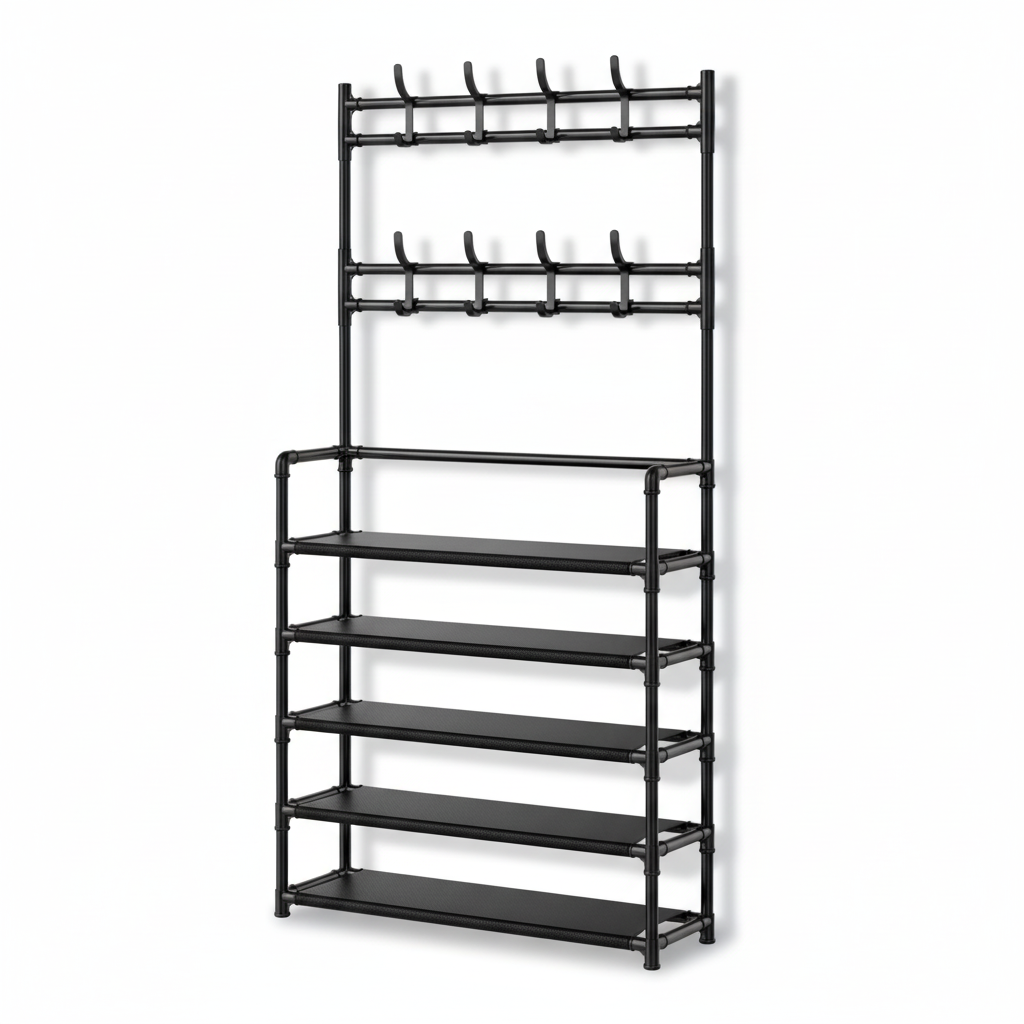 Five Layer Multi-purpose Shoe Rack With Cloth Hanger 172cm/25 - PI - SR01