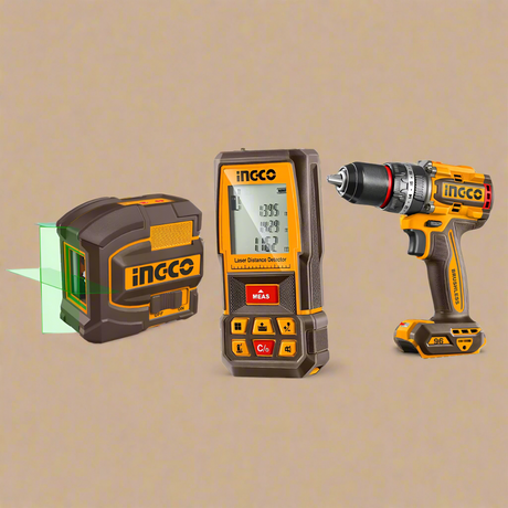 Ingco Lithium-ion Cordless Drill 20V 76Nm + 2 Battery + Laser Level 35m + Distance Detector 70m Combo Kit - COSLI250511