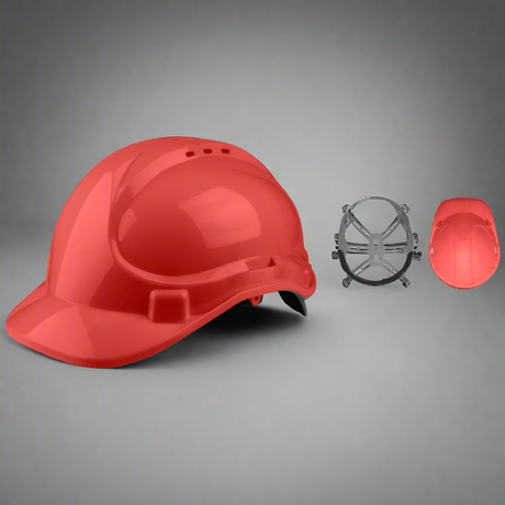 Ingco Red Safety Helmet with Fixed Chinstrap – HSH804