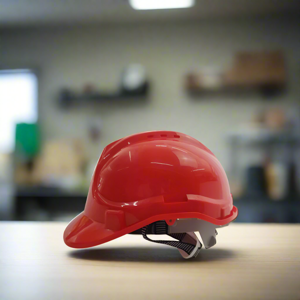 Ingco Red Safety Helmet with Fixed Chinstrap – HSH804