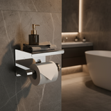 Stainless Steel Wall Mounted Toilet Paper Roll Holder with Mobile Phone Shelf