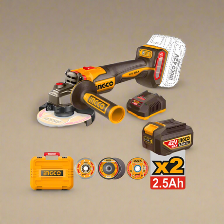 Ingco 4-1/2"/115mm Brushless Angle Grinder 1280W With Accessories - CAGLI4128112