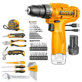 Ingco 89 Pieces Tools Set with 12V Cordless Drill - HKTHP10891