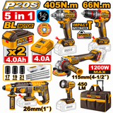 Ingco 20V 5-Piece Cordless Power Tool Combo Kit with 2 × 4.0Ah Batteries & Charger - CKLI20595