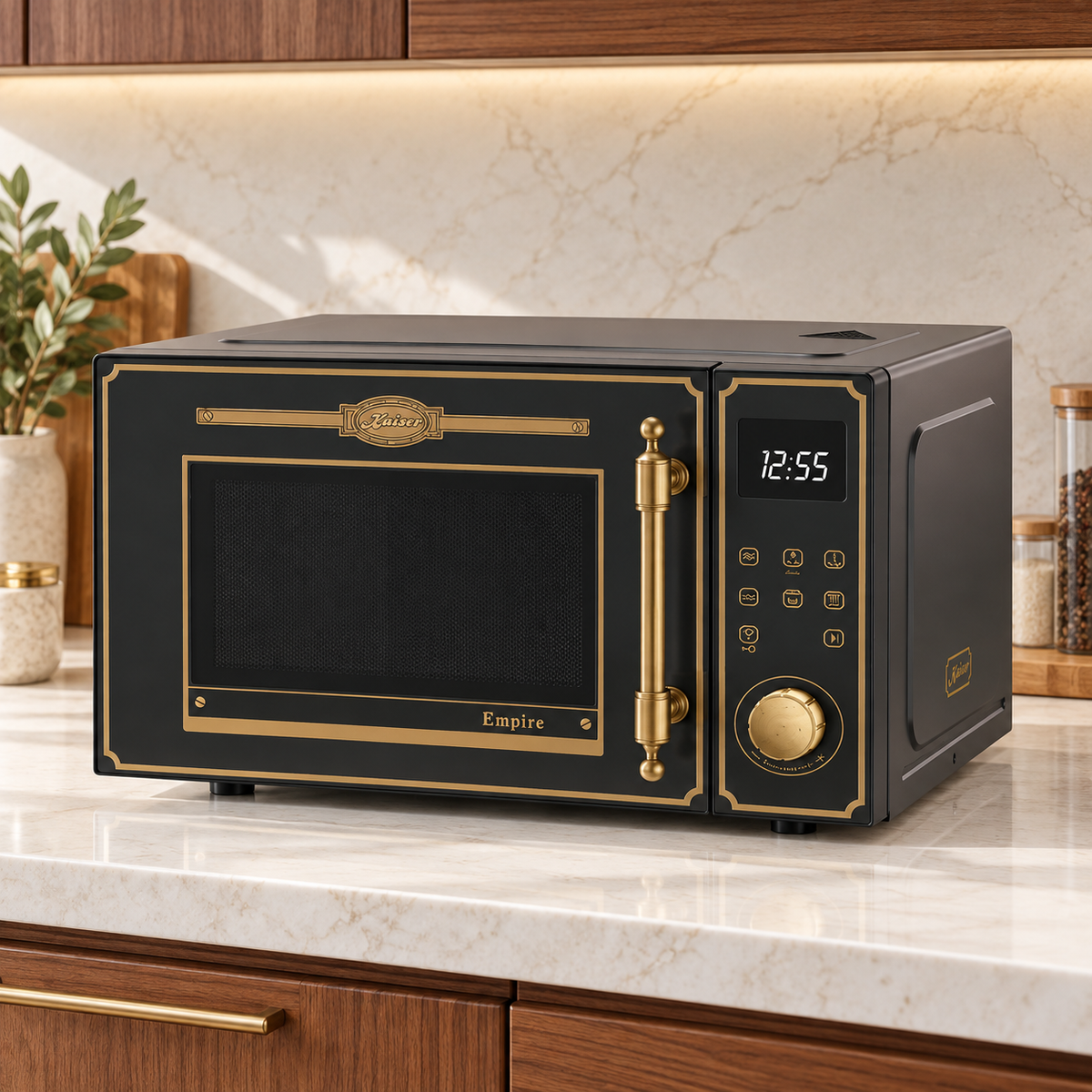 Kaiser Empire Freestanding Microwave Oven 900W | Bordeaux Red, Ivory & Black
