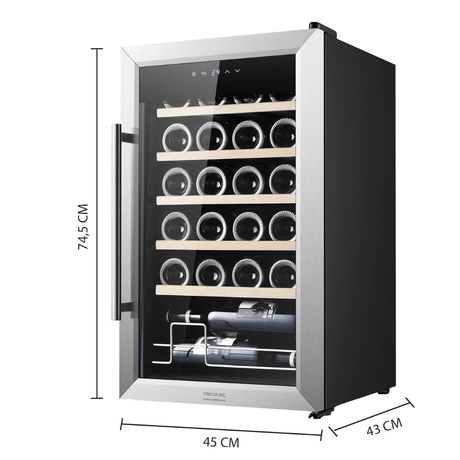 Cecotec Bolero GrandSommelier 2450 Compressor Wine Cooler with 24 Bottles Capacity | Black & Inox