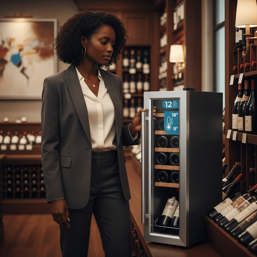 Cecotec Bolero GrandSommelier 1250 CoolWood Compressor Wine Cooler with 12 Bottles Capacity - 230