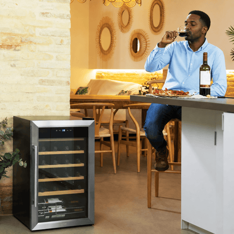 Cecotec Bolero GrandSommelier 2450 Compressor Wine Cooler with 24 Bottles Capacity | Black & Inox