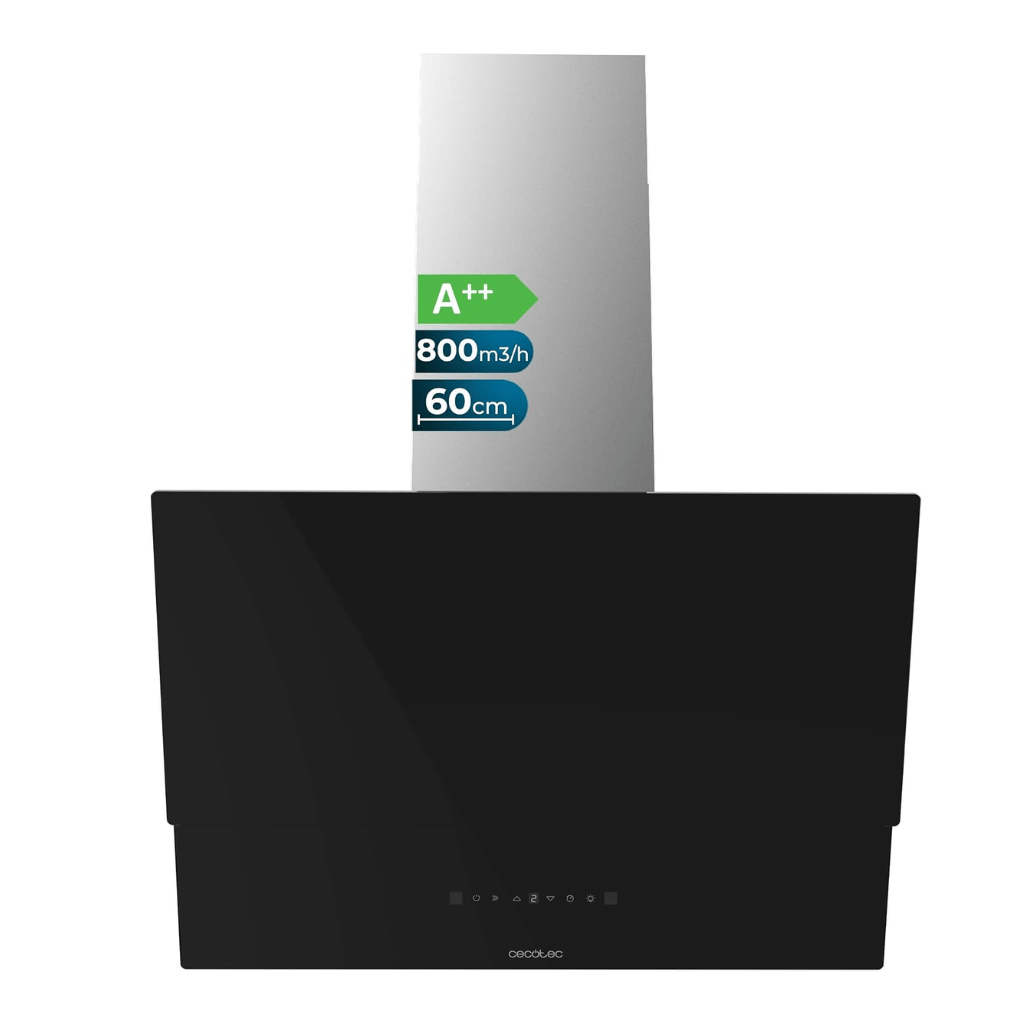 Cecotec Bolero Flux Glass Black 60cm Cooker Hood with 800m³/h & Touch Control - 2893