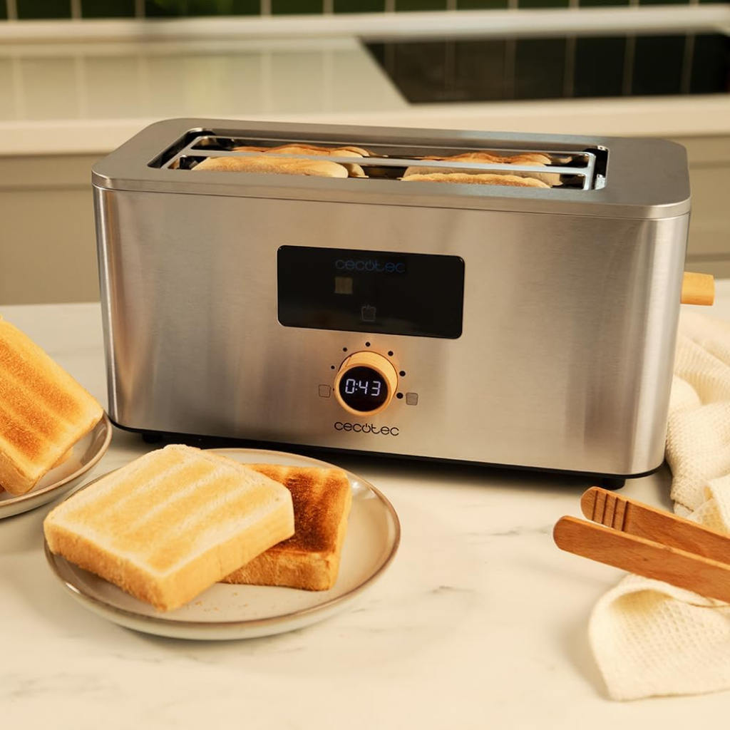 Cecotec Touch&Toast Extra Long-Slot Touchscreen Stainless Steel Toaster 1000W - 4845