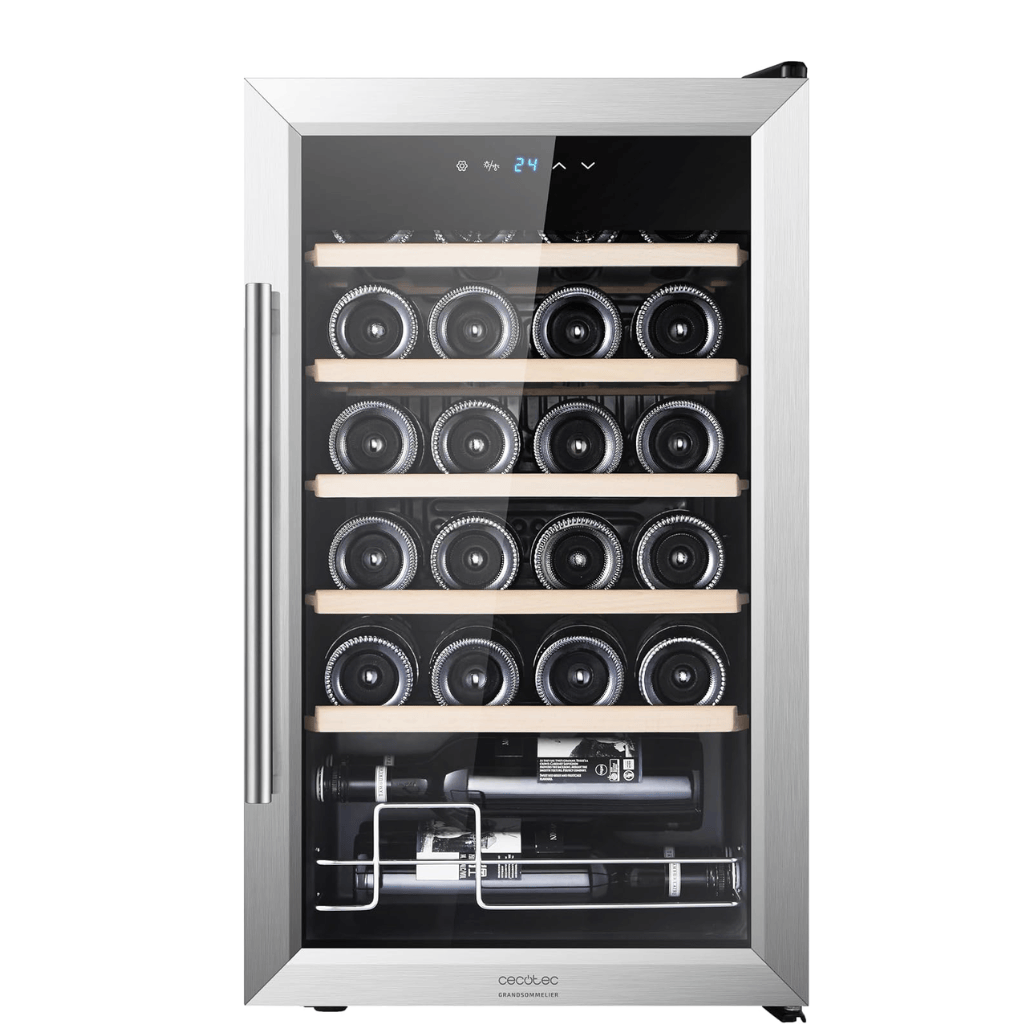 Cecotec Bolero GrandSommelier 2450 Compressor Wine Cooler with 24 Bottles Capacity | Black & Inox