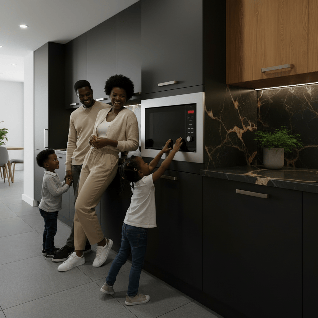 Cecotec GrandHeat 2350 23L Digital Built-In Microwave 900W with Grill, Timer & 9 Preset Functions | Black & Steel Black