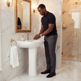 Wahkit Ceramic Pedestal Basin with Wide Shallow Bowl & Curved Pedestal 530mm - 4001