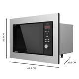 Cecotec GrandHeat 2350 23L Digital Built-In Microwave 900W with Grill, Timer & 9 Preset Functions | Black & Steel Black