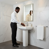 Wahkit Ceramic Pedestal Basin with Square-Corner Rectangular Bowl & Straight Pedestal 405mm - 4005