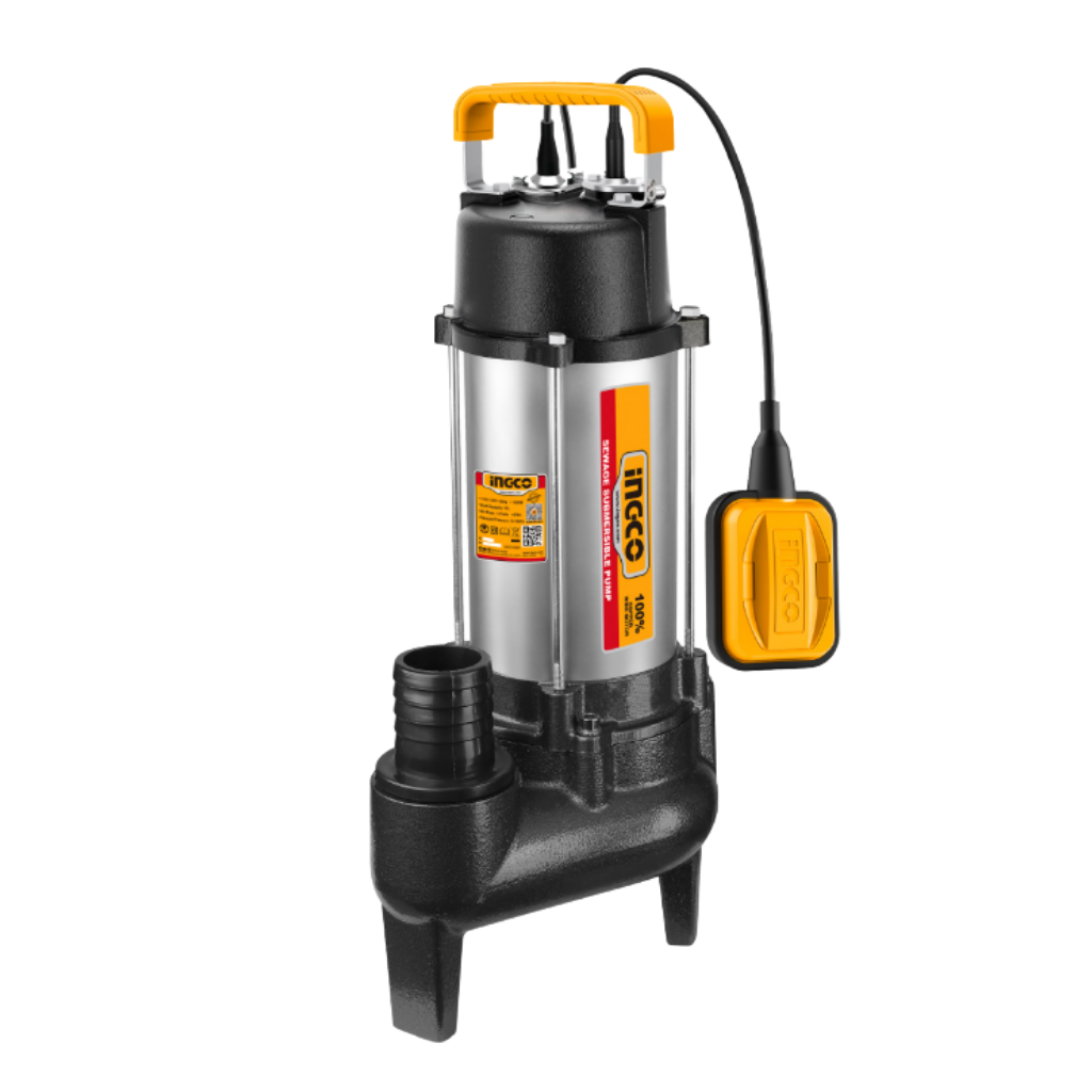 Ingco 1.5HP Stainless Steel Sewage Submersible Pump with 22m³/h Flow, 15m Head & 2" Outlet 1100W - SPDS110068