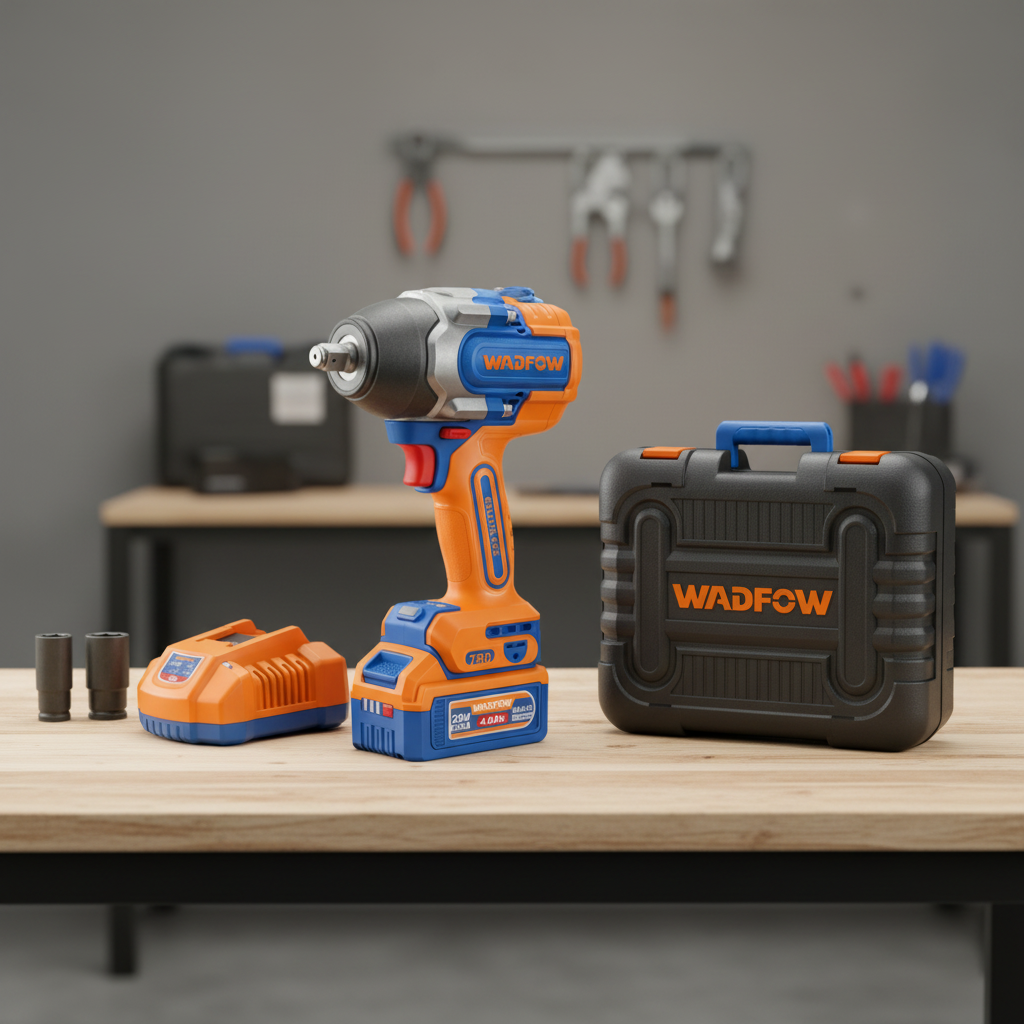 Wadfow 20V Brushless Cordless Impact Wrench 1/2" Square Drive with 2 x 4.0Ah Batteries & Charger - WCD1B53