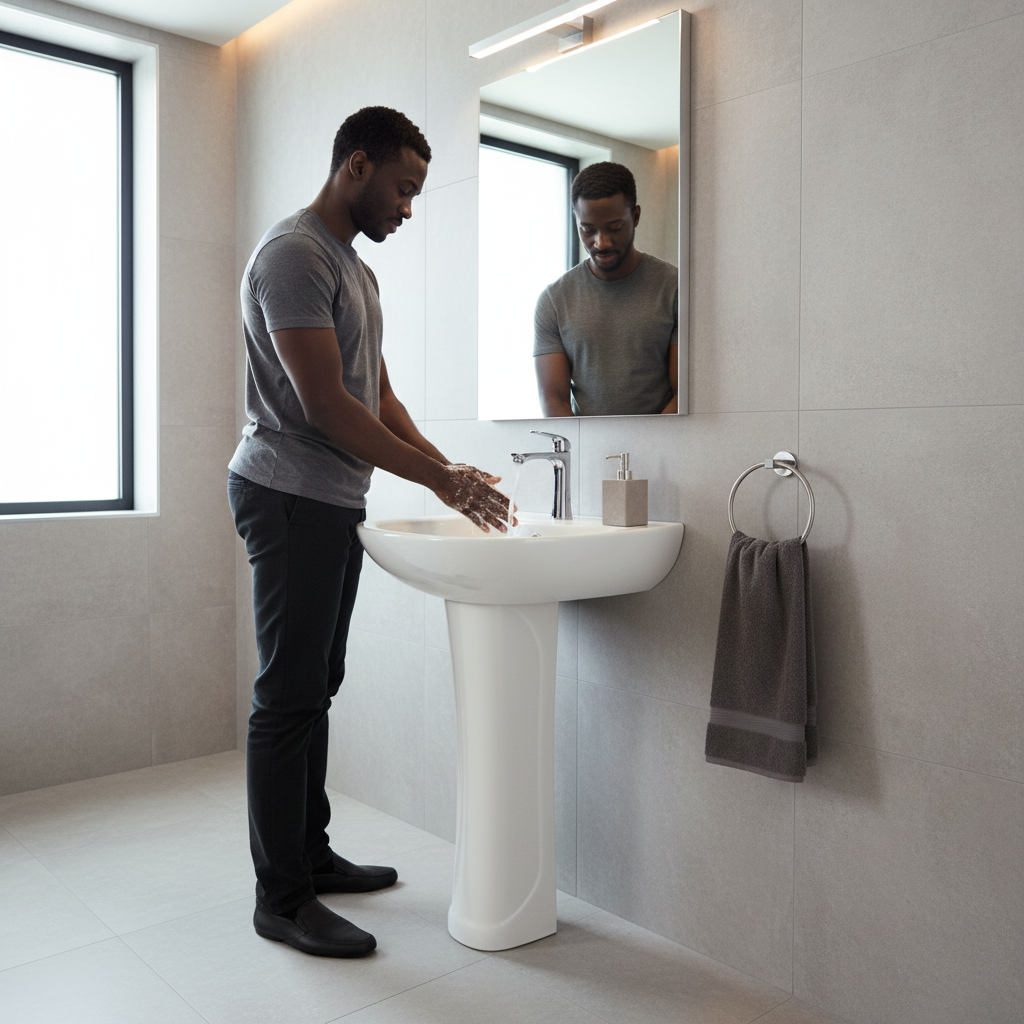 Wahkit Ceramic Pedestal Basin with Narrow Deep Bowl & Curved Pedestal 500mm - 4002