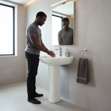 Wahkit Ceramic Pedestal Basin with Narrow Deep Bowl & Curved Pedestal 500mm - 4002
