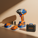 Wadfow 20V Brushless Cordless Impact Wrench 1/2" Square Drive with 2 x 4.0Ah Batteries & Charger - WCD1B53