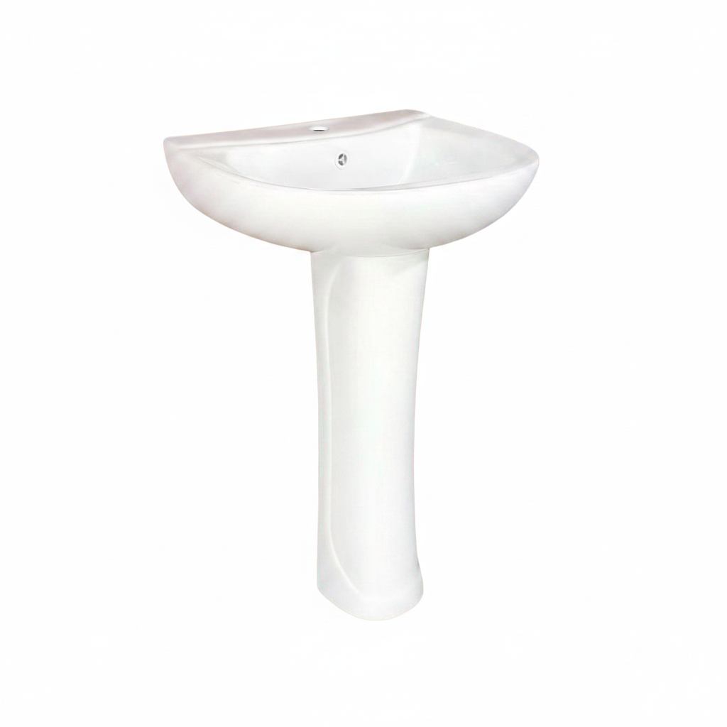 Wahkit Ceramic Pedestal Basin with Narrow Deep Bowl & Curved Pedestal 500mm - 4002