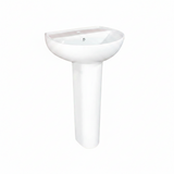 Wahkit Ceramic Pedestal Basin with Wide Shallow Bowl & Straight Pedestal 465mm - 4006