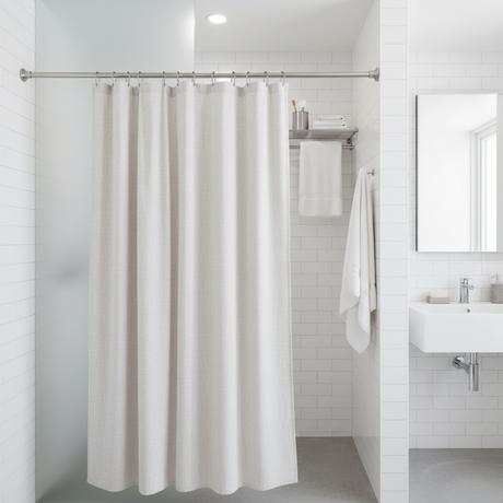 Tera 2.6m Adjustable Bathroom Curtain Rod | Silver & White